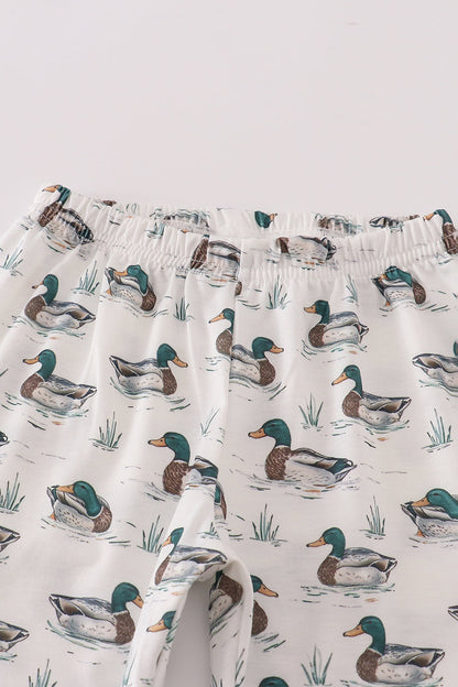 Green duck print pants set