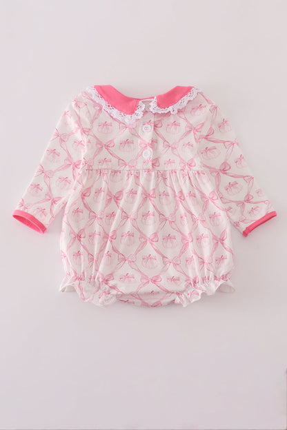 Pink bow tie pumpkin print bubble