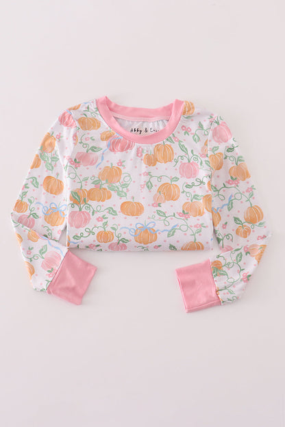 Pink pumpkin bamboo pajamas set