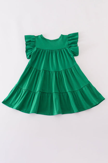 Green christmas sequin tiered girl dress