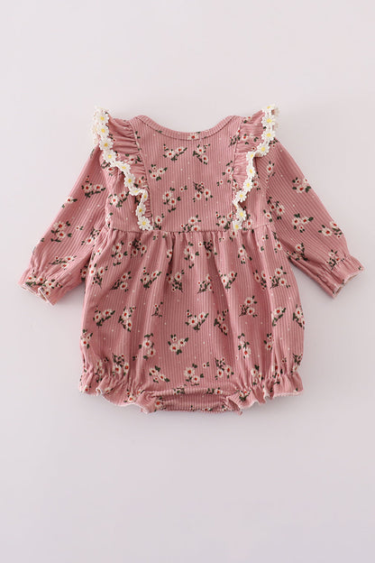 Floral corduroy lace ruffle bubble