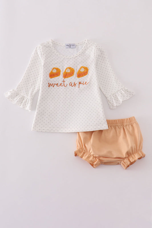 Sweet as pie french knot girl bloomers set