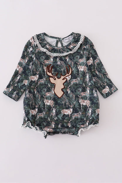 Camouflage hunting deer applique ruffle bubble