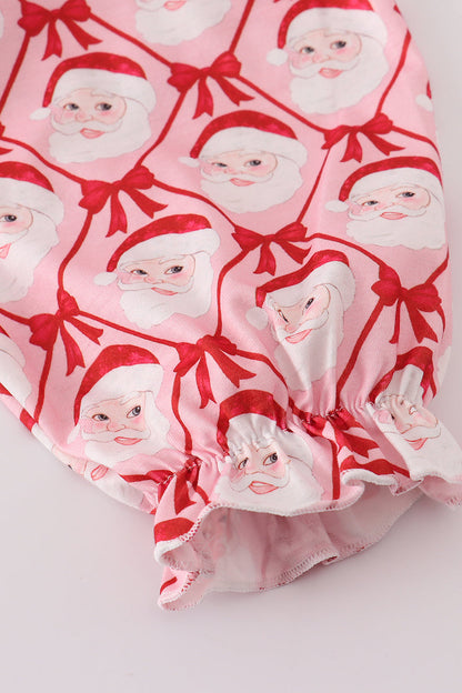 Red santa claus smocked dress