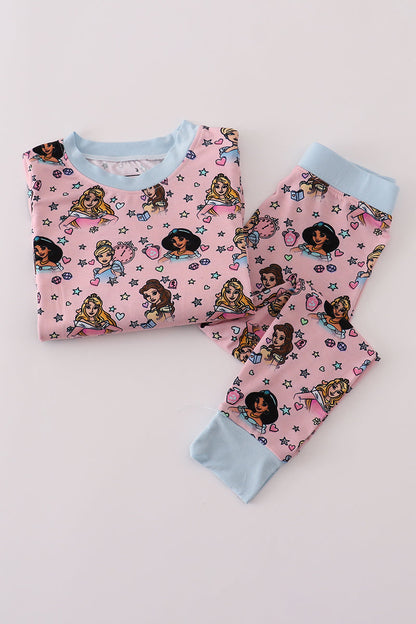 Pink princess bamboo pajamas set