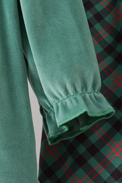 Forest velvet ruffle pants set