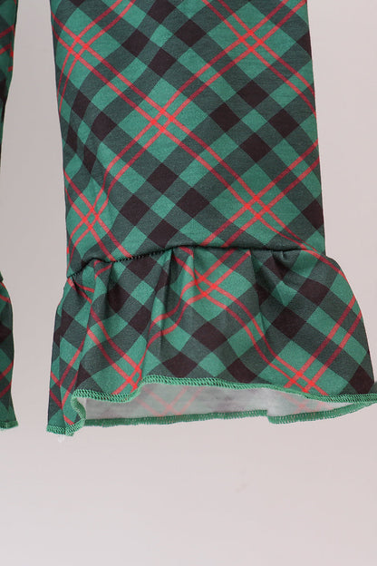 Forest velvet ruffle pants set