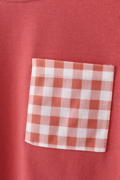 Gingham corduroy pants set