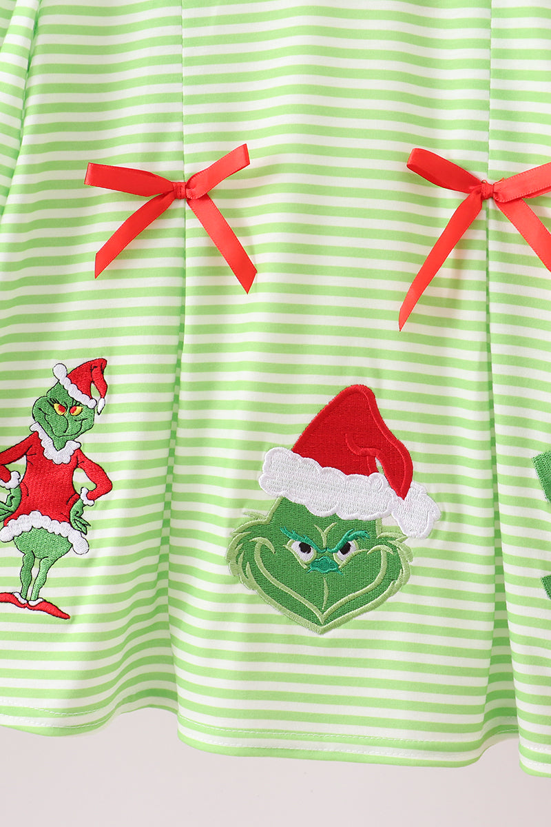 Green christmas grinch embroidery girl set