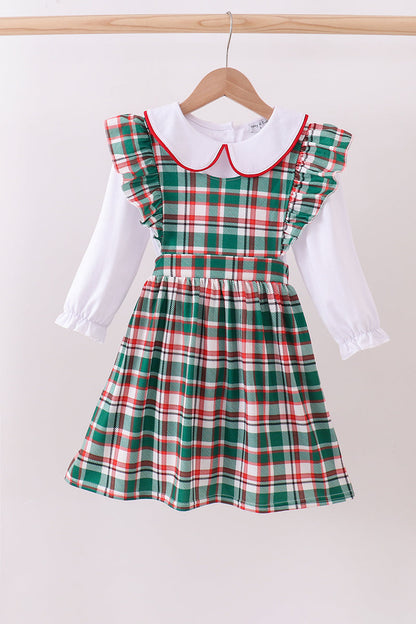 Green plaid ruffle 2pc set