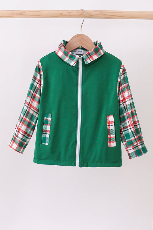 Green plaid 2pc vest set
