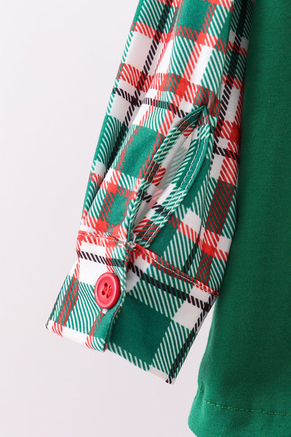 Green plaid 2pc vest set