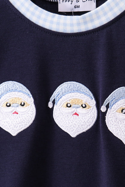 Navy santa claus embroidery romper