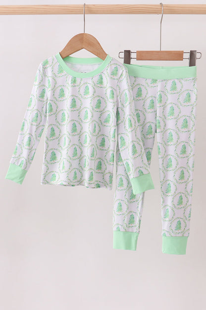 Green christmas tree bamboo pajama set