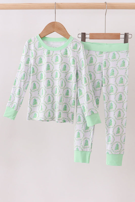 Green christmas tree bamboo pajama set