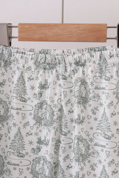 Green christmas tree print pajama set