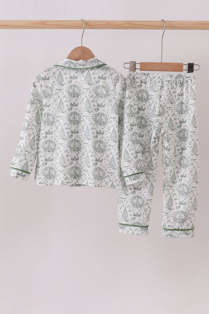 Green christmas tree print pajama set