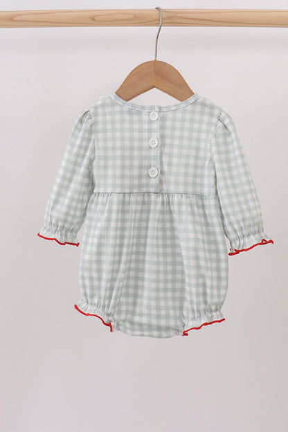 Sage gingham ribbon bow bubble