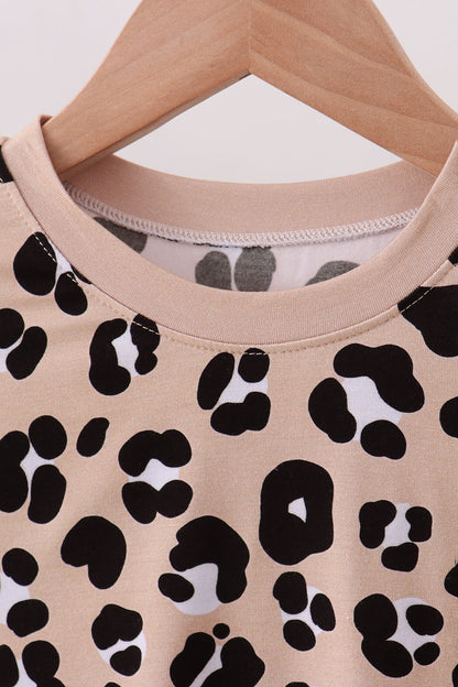 Brown leopard bamboo pajama set