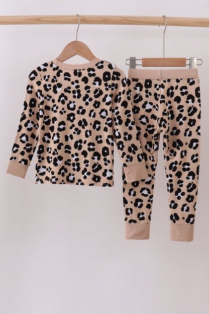 Brown leopard bamboo pajama set