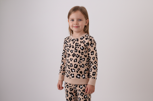 Brown leopard bamboo pajama set - Cloudling Kids Clothing
