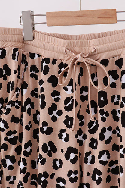 Brown leopard bamboo mom pajama pants