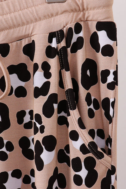 Brown leopard bamboo mom pajama pants