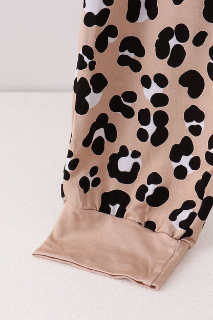 Brown leopard bamboo mom pajama pants