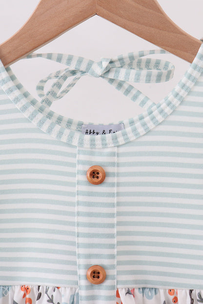 Mint floral stripe dress