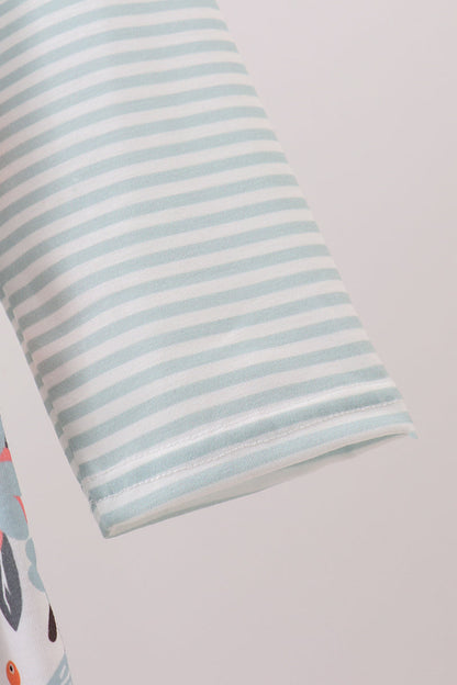 Mint floral stripe dress