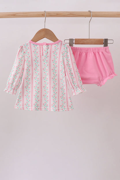 Floral tulip ruffle bloomer set