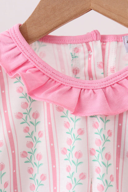 Floral tulip ruffle bloomer set