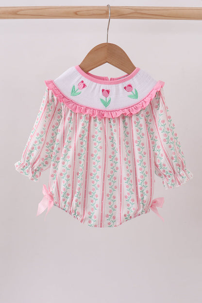Floral tulip smocked bow bubble