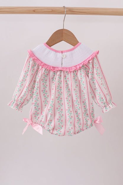 Floral tulip smocked bow bubble