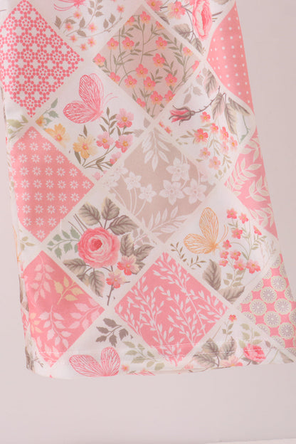 Pink floral checkered ruffle jumpsuit