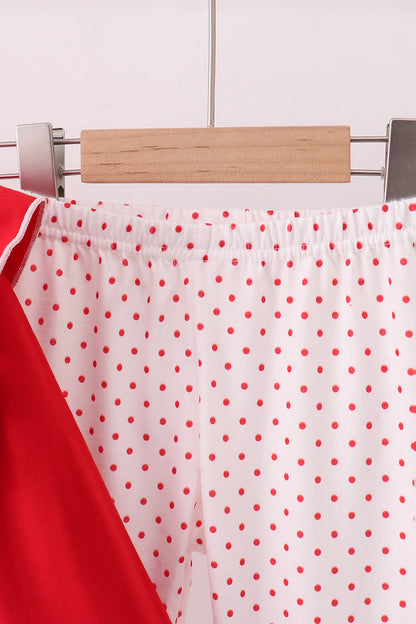 Red heart applique ruffle pants set