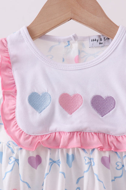 Multicolored heart smocked bloomer set