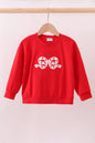 Red bow applique mom&me top