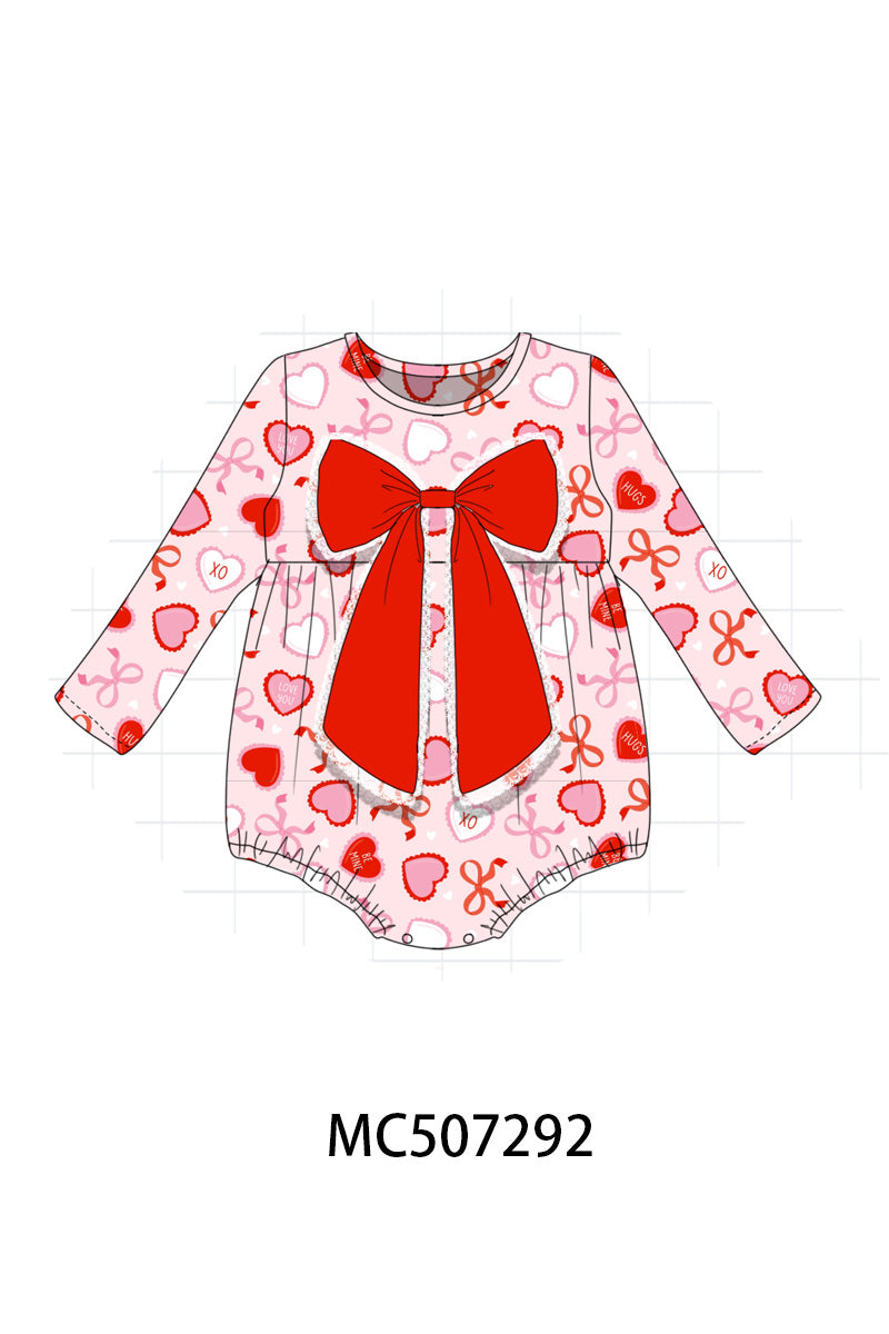 Red heart bow print bubble