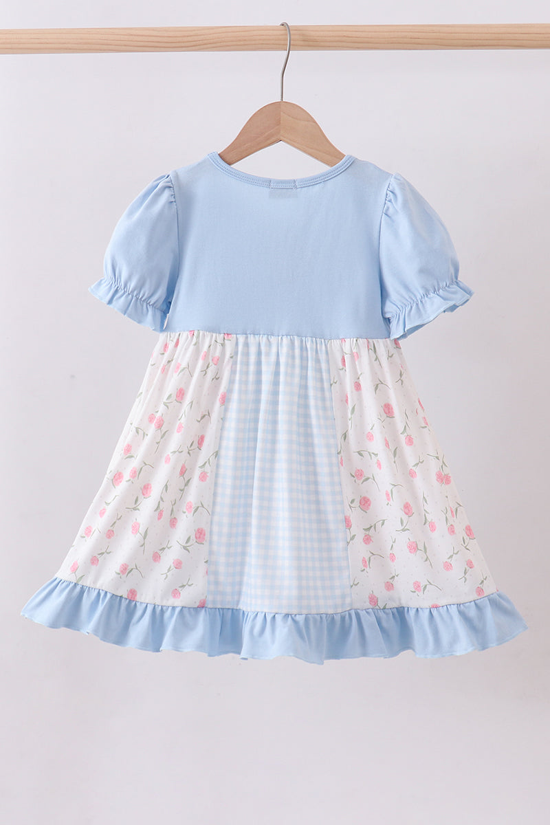 Blue floral ruffle dress