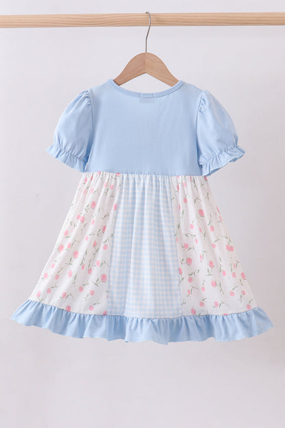 Blue floral ruffle dress