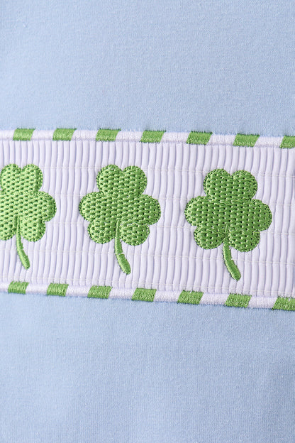 Blue clover embroidery shorts set