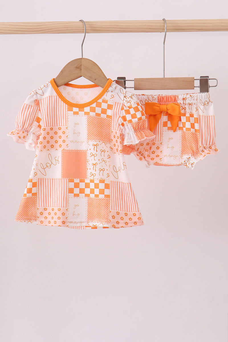 Orange Tennessee patchwork bloomer set