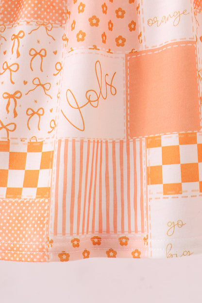 Orange Tennessee applique patchwork ruffle dress