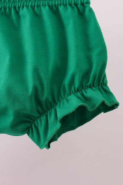 Pink clover applique seersucker bloomer set