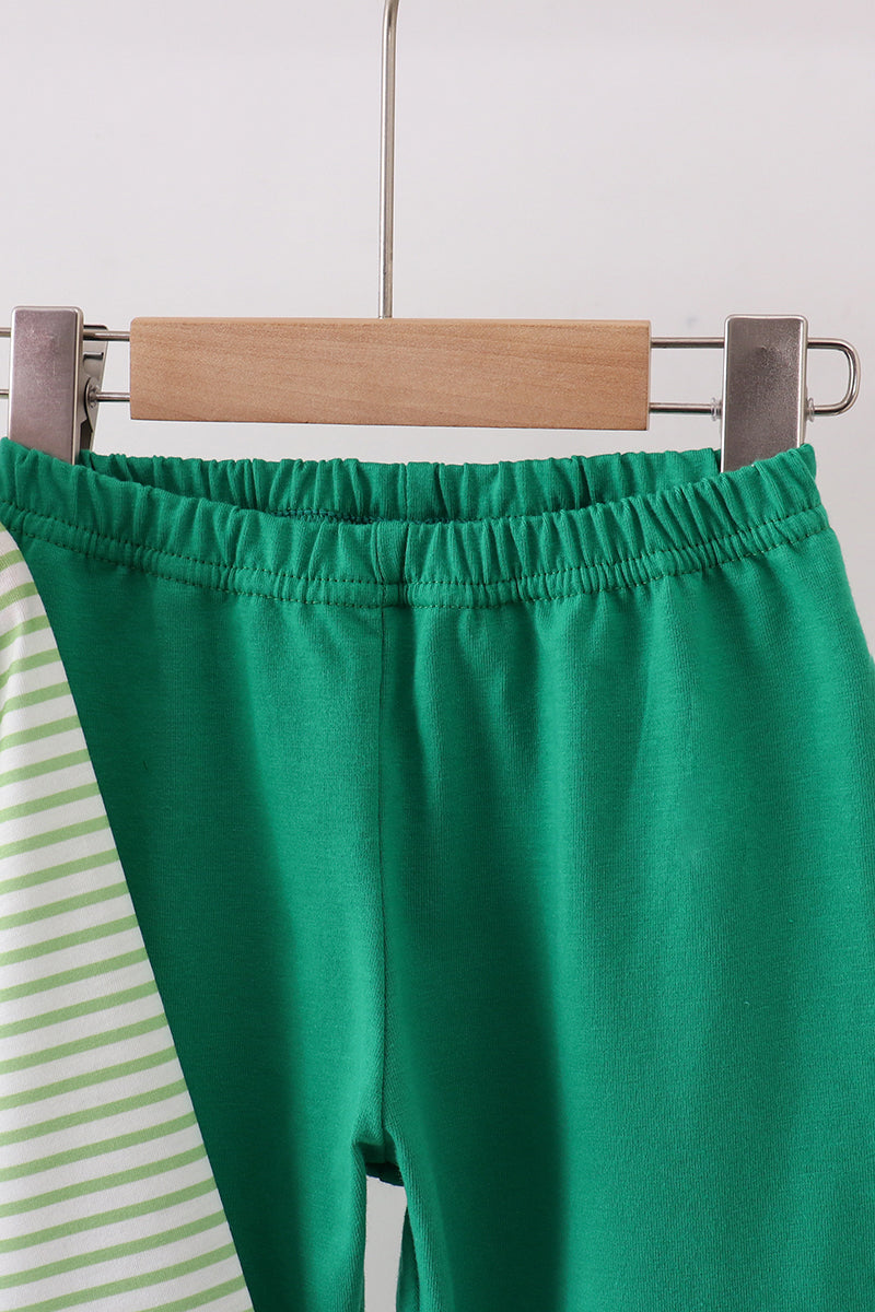 Green clover french knot stripe pants set