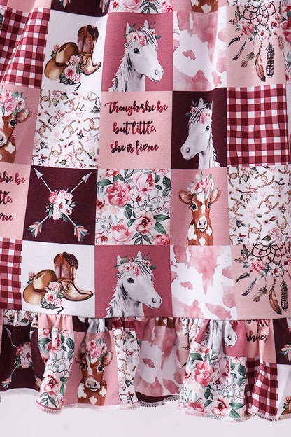 Pink checkered farm bamboo dress