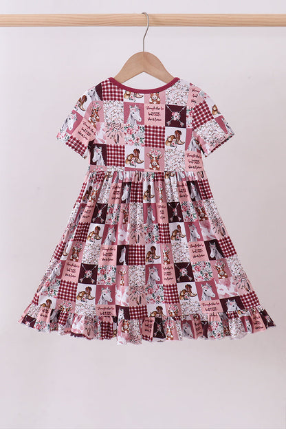 Pink checkered farm bamboo dress