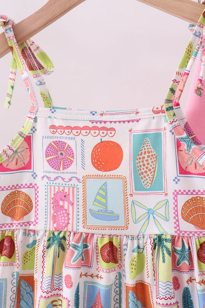 Pink enjoy beach ruffle shorts set