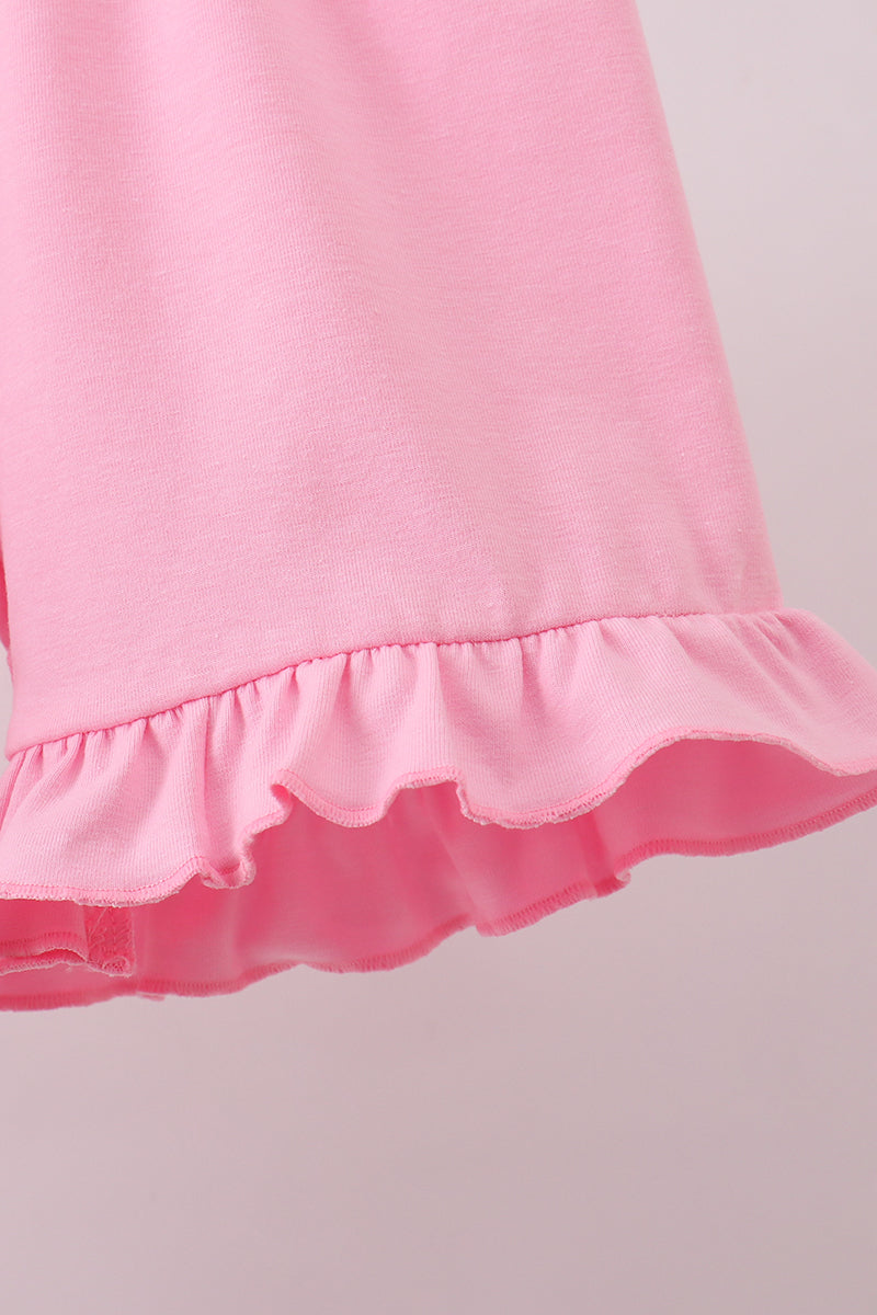 Pink enjoy beach ruffle shorts set